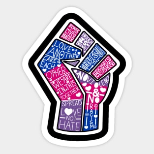 Bi Pride BLM Words Fist Sticker